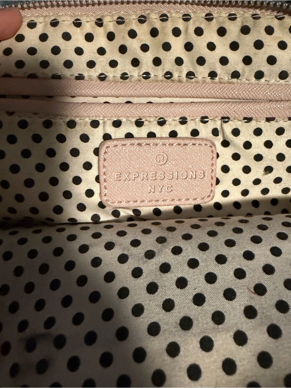 Expressions Pouch in Light Pink with Black Polka Dots
